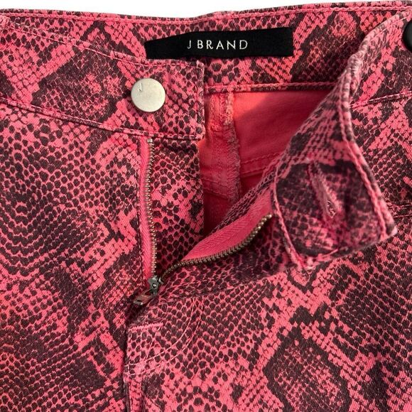 J Brand 620 Mid Rise Super Skinny Neon Pink Boa Print Size 26 - Picture 6 of 12